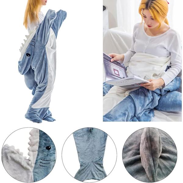 Hai-teppegenser for voksne, supermyk og koselig flanellgenser med hai-design blue M