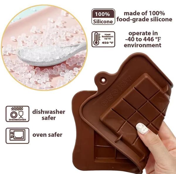 4 stk. Chokoladebarforme i Silikon - Til Fondant, Kaffe m.m.