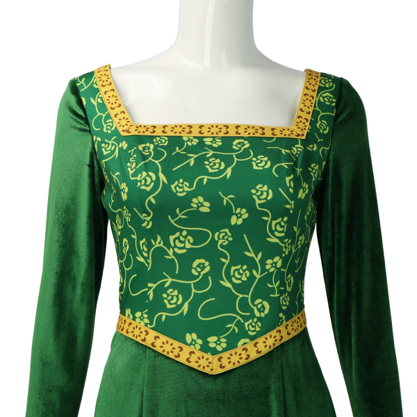 Princess Fiona Dress Halloween Fancy Green Dress,Festdräkt Rollspel för vuxna S