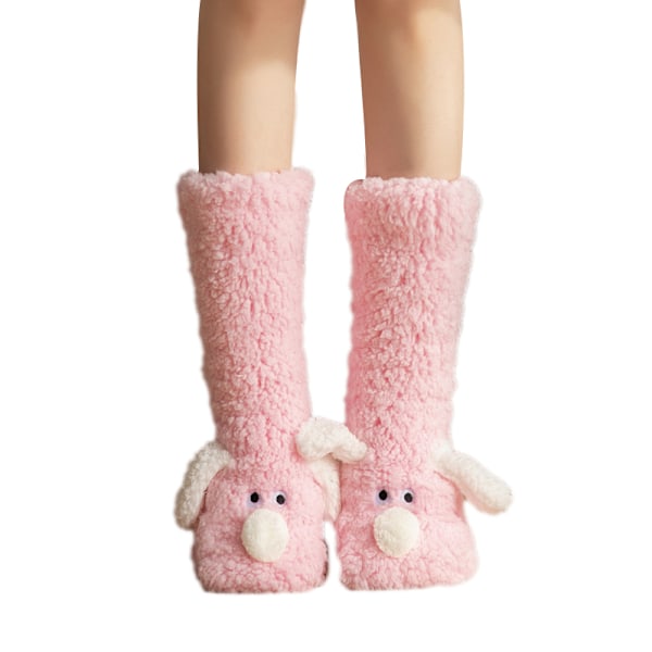 Dames Fuzzy Slippersokker, Cozy Varme Vinter Fleece Anti-Skrid Sikre Hjemmesokker Pink