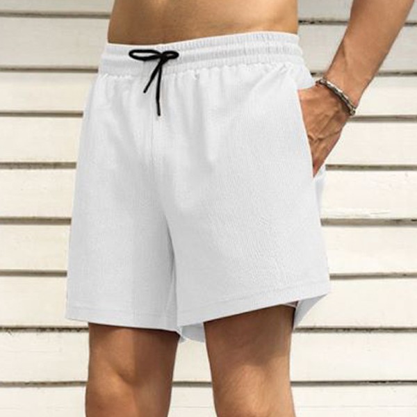 Herr 2 i 1 löparshorts sport shorts med foder white M
