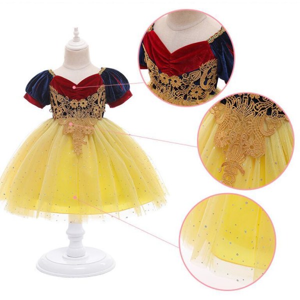 Girl Princess Dress Snövit Cosplay Kostym 120cm