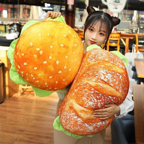 3D Simulert Pluss Burger Pute, Morsomme Puter Hamburger Sofa Hamburger