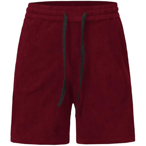 Män 2-delad 80-tal 90-tal Sammets Tracksuit Outfits Casual Kortärmad Sammetsskjorta Set Red M
