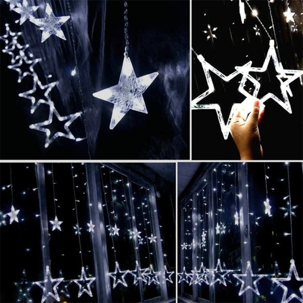 LED Star Fairy String Lights Gardinfönster Julfest Bröllop Xmas Dekor Color