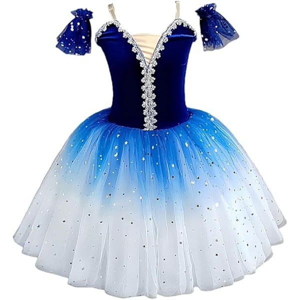 Balletskørte til Piger, Danseskørte, Stram Balletkjole blue 110