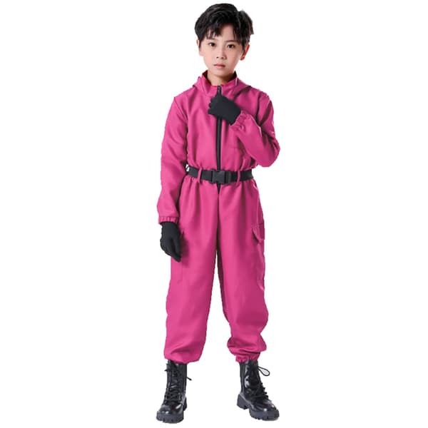 Squid Game 2 Barn Vakt Jumpsuit Med Mask Clothes+triangular mask 120