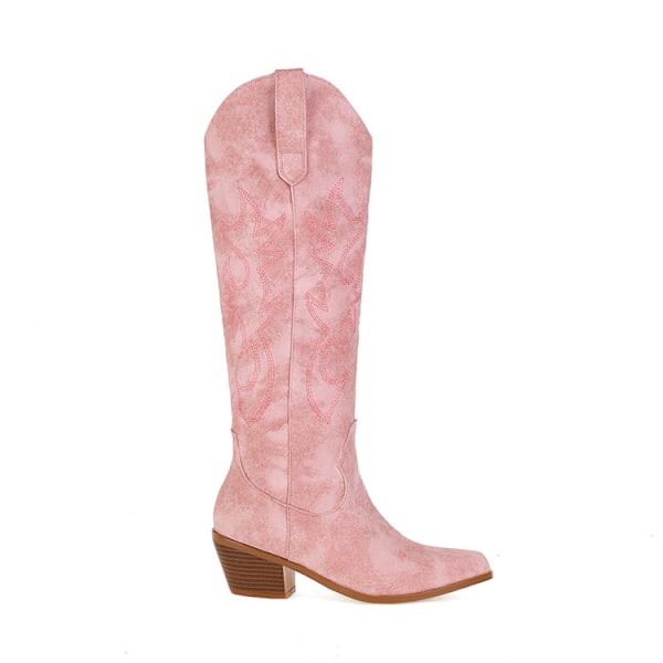 Dame Pink Broderet Western Cowboy Støvler pink 40