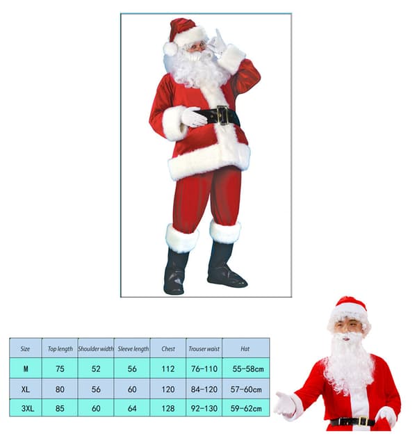Sammet Julföreställningsdräkt Röd 7-delars Set Polyester Spandex red xl