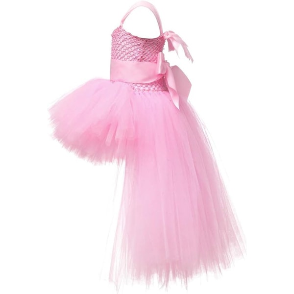 Piges Tulle Kjole Festkjole Til Fest Pink 6T(110-120cm)