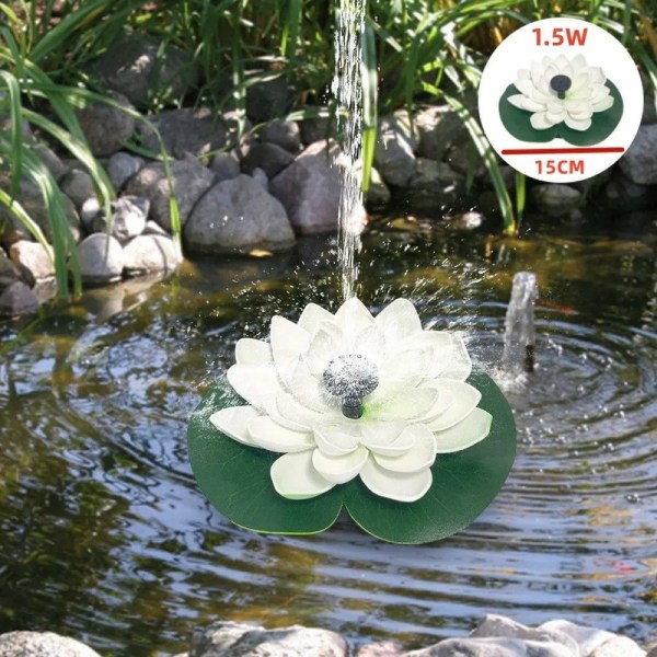 Solar vattenfontän med Lotus Leaf Solar Bird Bath Fountain Pump med 6 munstycken White