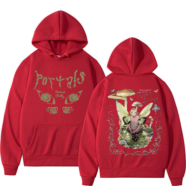 Portals Hoodie med lynlås - Y2K Hip Hop Streetwear red S