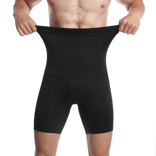 Män Shapewear Shorts med Hög Midja, Tummy Control Underkläder, Slankare Form black M