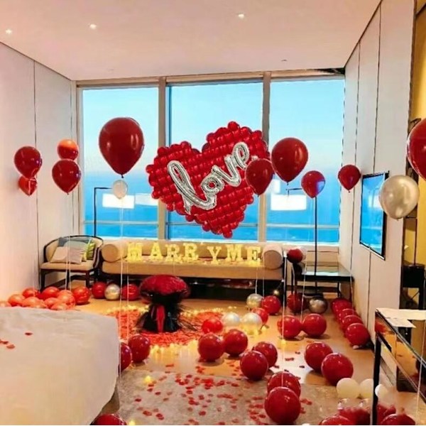 Røde Hjerteformede Ballonger, Valentinsballonger for Valentinsdag Bryllupsdekorasjoner red