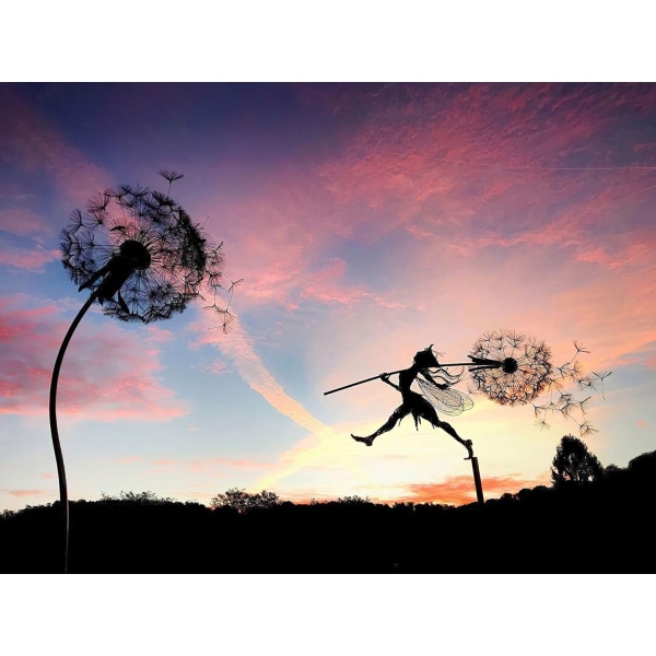 Blomsterfe Dandelion Havekunst Skulptur Rustfrit Stål Statue HX-2