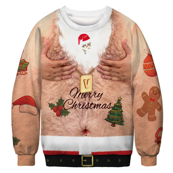 Unisex Ugly Christmas Sweater 3D- printed Rolig Crewneck-tröja sweatshirts #1 M