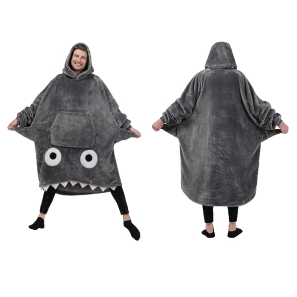 Hainuomainen Hupullinen Peitto Aikuiseen, Hai Puettava Peitto Hupullinen Paita Gray