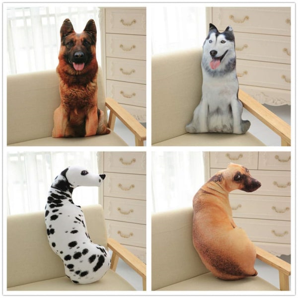 3D Kastkudde för hund 3D-simulering Plysch stoppad djurkudde Kuddeleksak för barn Yellow Dog 70cm