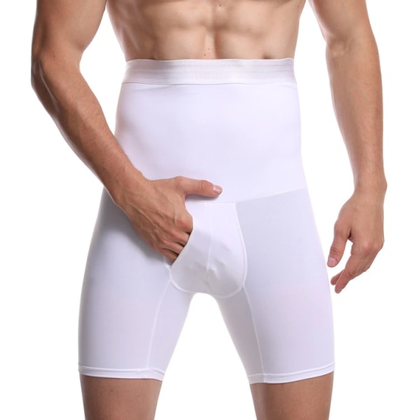 Män Magen Control Shorts, hög midja slimmade underkläder Body Shaper White XL