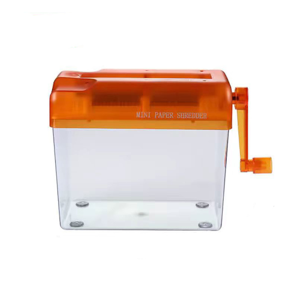 Bærbar Mini Shredder Manuell Papir Shredder Papirkutter For Kontor Skole Hjem Orange