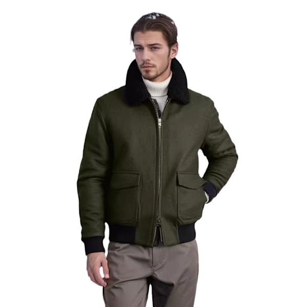 Herrar Zip Up Vintertröja Varm Fleecejacka green M