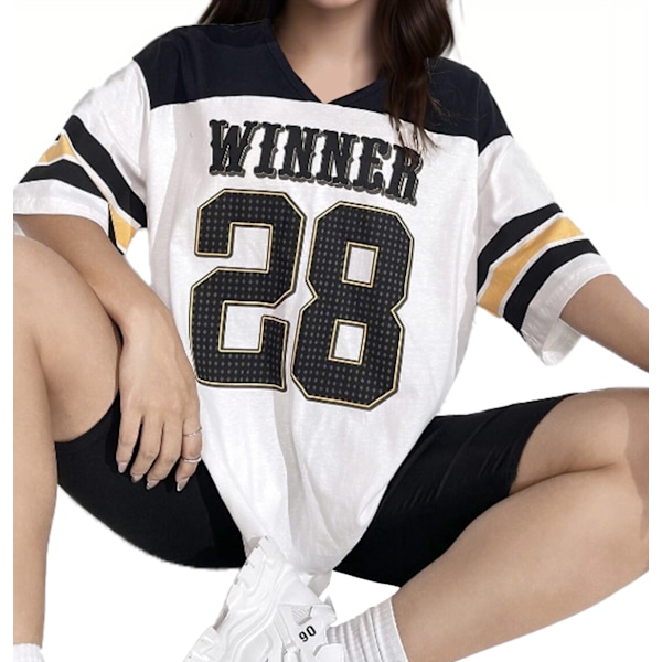 Oversized T-skjorte for kvinner - American Football 28 black L