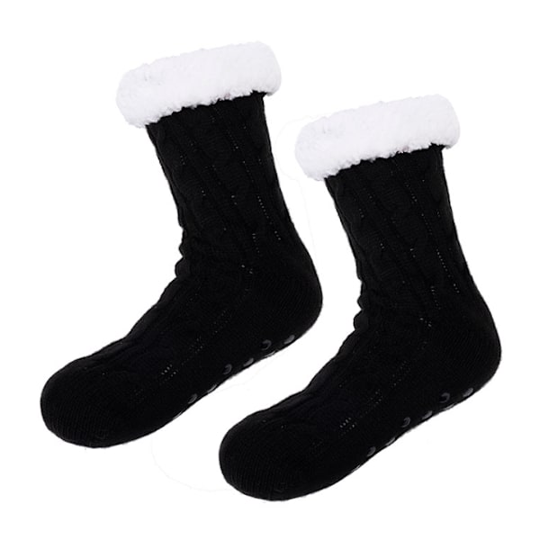 Vuxna Fuzzytofflor i Fleece, Varma och Mysiga Vinterstrumpor med Halkskydd för Hemmet black