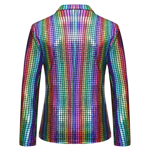 Menn Metallisk Jakke Blazer 70-talls Disco Party Sportjakke colorful M
