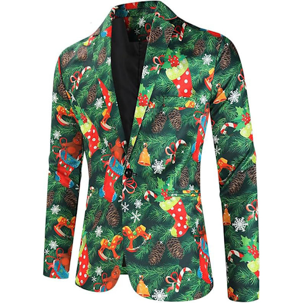 Herre Julekostume 2 Dele Juleferie Fest Tuxedo Dragter green 4XL