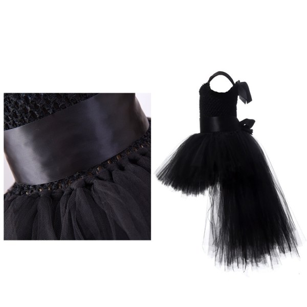 Piges Tulle Kjole Festkjole Til Fest Black 4T(90-110cm)