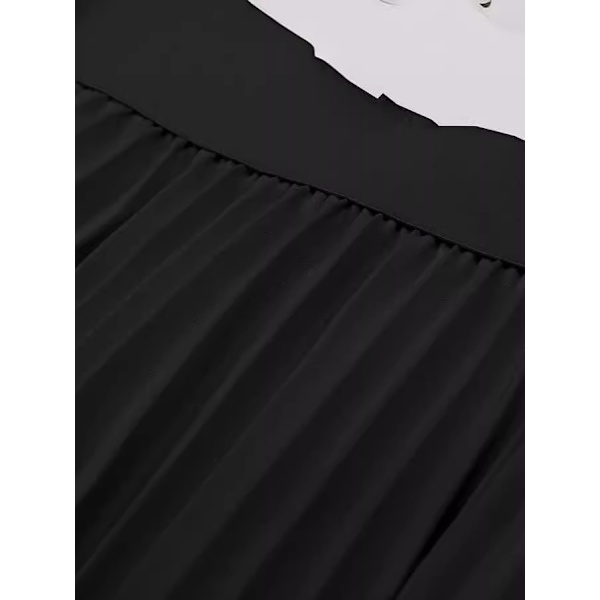 Dame Mid Skjørt Høy Elastisk Midje Lang Swing Skjørt black M