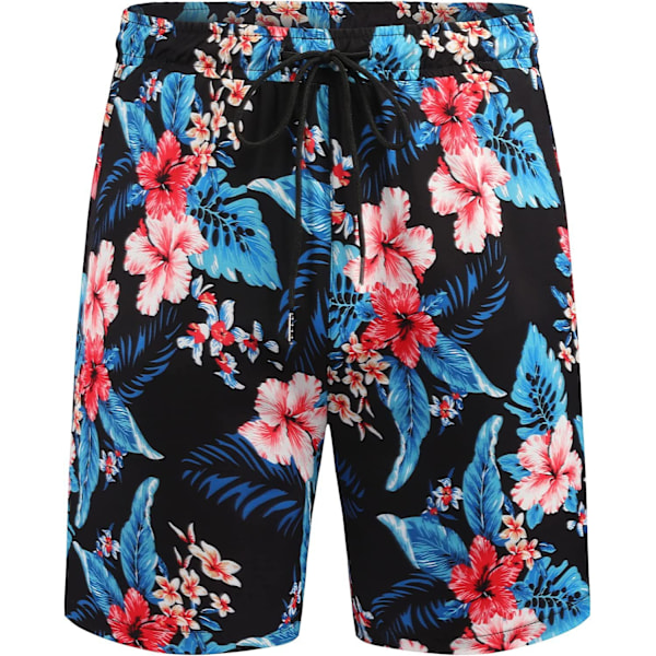 Hawaiiskjorte og shorts for menn black M