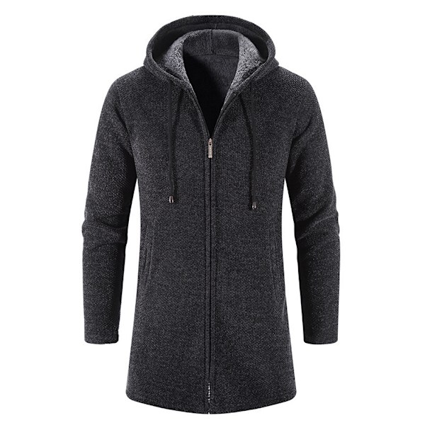 Mænds Behagelig Ensfarvet Lynlås Strikket Cardigan dark grey 2XL