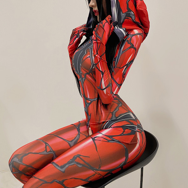 Spiderman Kostume Voksen Rød Ghost Spider Kostume Jumpsuit Bodysuit L