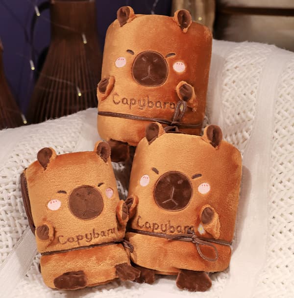 Capybara-teppe, bærbart overstørrelse teppegenser, reiseteppe, hettekappe 85*90cm