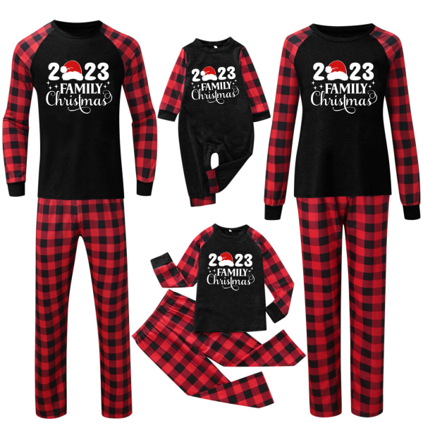 Matchande familjepyjamasset julpyjamas printed nattkläder Kid 6-7Y