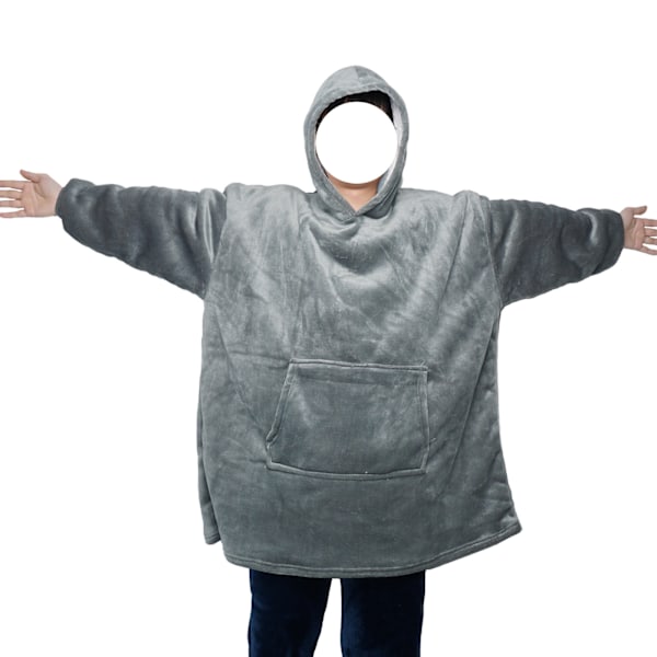 Pleddgenser, Stor Hettegenser Pluss Fleece Stor Lomme grey