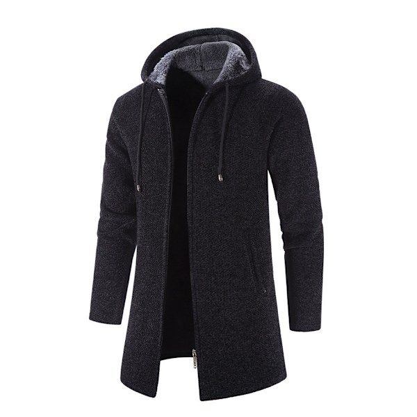 Mäns Bekväm Enfärgad Zip-Up Stickad Cardigan black XL