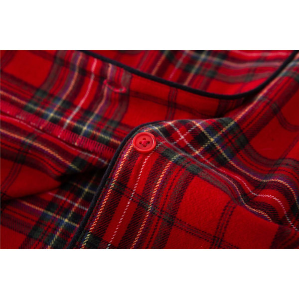 Julpyjamas för Par Matchande Set Familj Pyjamas Jul Knapp Rutig Sovkläder Men XXL