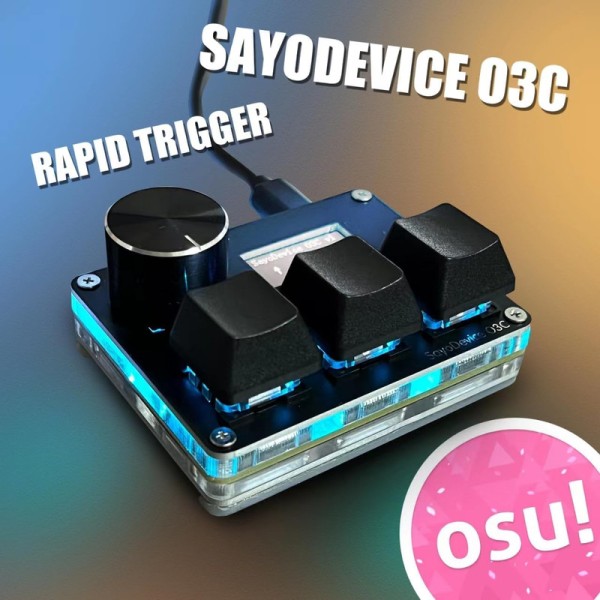 OSU O3C Rapid Trigger Hall Switchar magnetiskt linjärt tangentbord med ratt och skärm Black#1