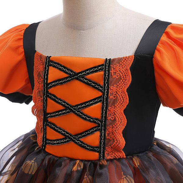 Jente Halloween Forkledd Barn Gresskartrykk Heksedrakt 140cm