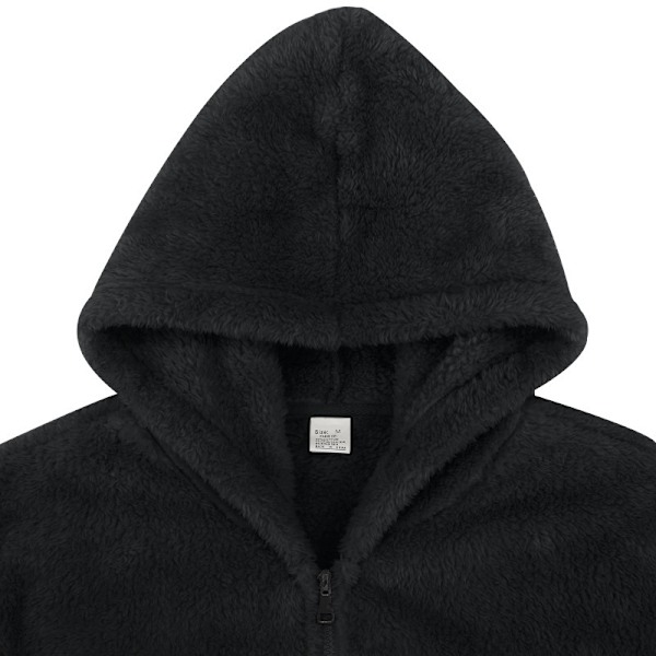 Mænds Vinter Fleece Hoodie Lynlås Trøje Varmt Jakke black XXXL