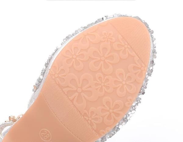 Piges Sequinprinsesse Lavhælede Festdansesko Silver 37
