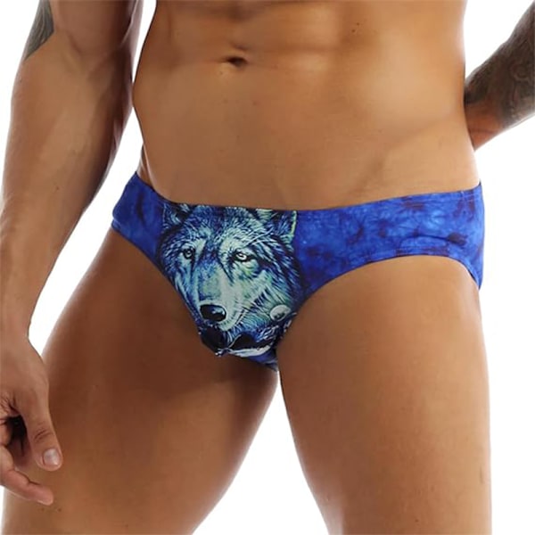 Mænds Seksuelle Sjove 3D Ulveprint Underbukser blue S