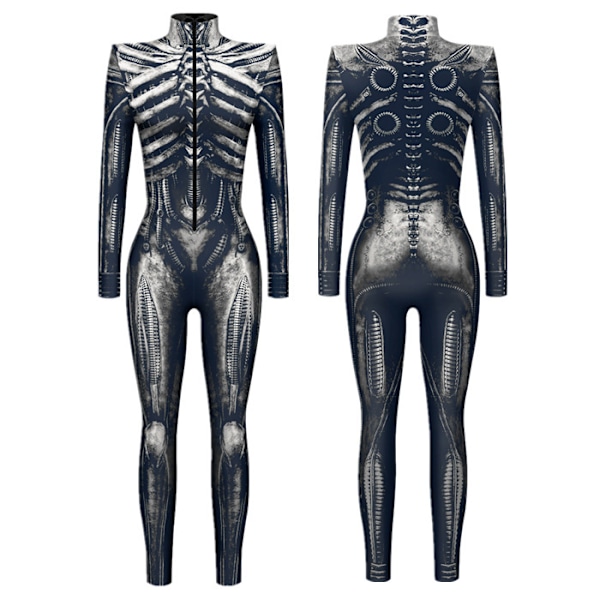 Halloween-asu Naisten Luuranko Cosplay Catsuit Hyppyasu black XL