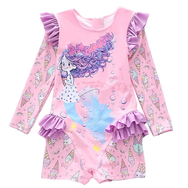 Tyttöjen pitkähihainen merenneito-uimipuku röyhelöillä ja UV-suojalla Color 2 3XL