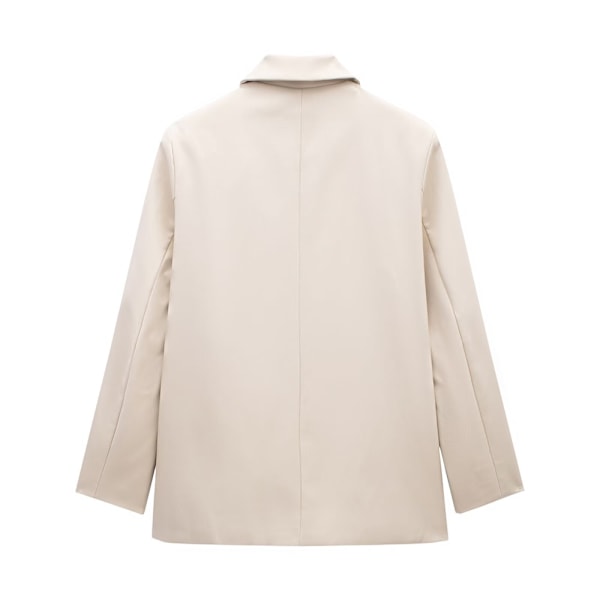 Kvinners Ensfarget Dobbelbryst Løstsittende Dressjakke for Kvinner beige M