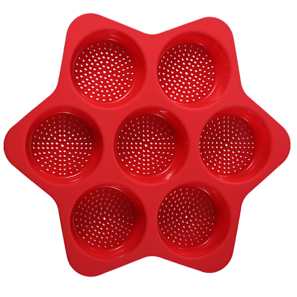 Silikon Hamburgerbolleform 7 hulrum brødform Non Stick Bagning Pannon-stick pande Red