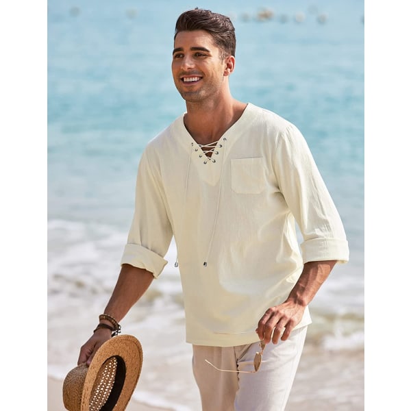 Bomullsskjortor för män Casual Beach Tee Shirts White 3XL d81a | White |  3XL | Fyndiq
