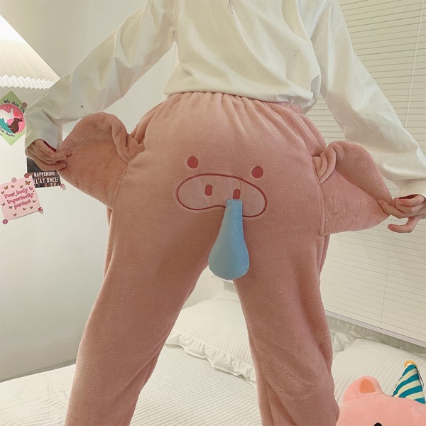Elephant Pyjamasbyxor för män, unisex Elephant Homewear Sovkläder Roliga Pj-byxor Pink L